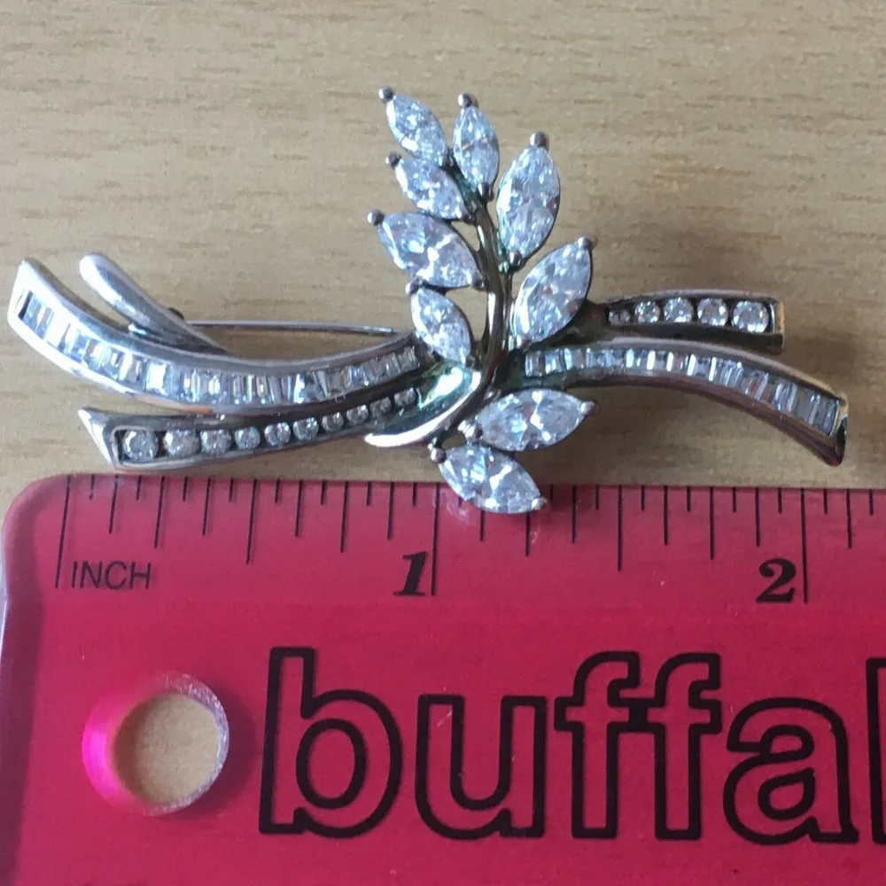 HSN ABSOLUTE CLEAR WHITE CZ BROOCH STERLING SILVER
